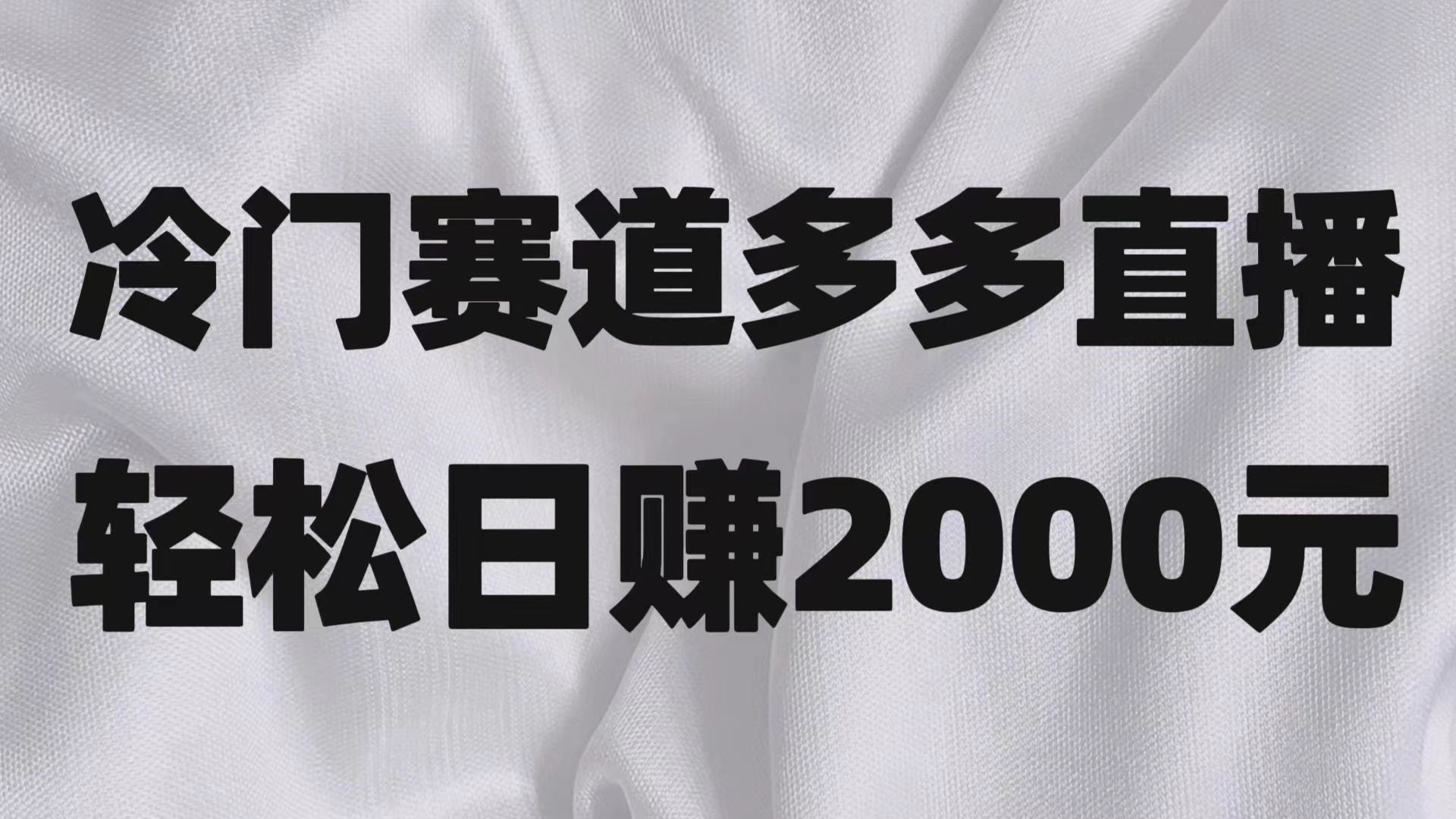 冷门赛道拼多多直播项目，简单念稿子，日收益2000＋-紫爵资源库