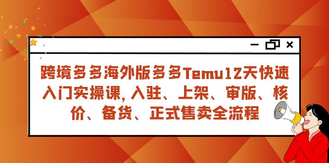 跨境多多海外版多多Temu12天快速入门实战课，从入驻 上架到正式售卖全流程-紫爵资源库