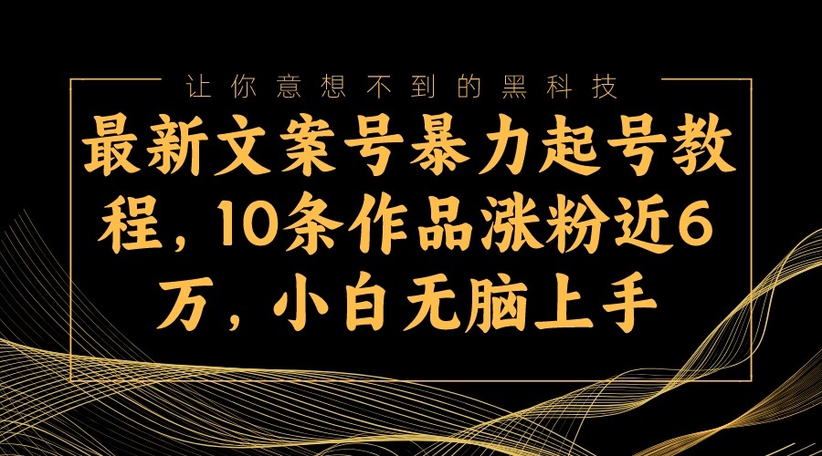 最新文案号暴力起号教程，10条作品涨粉近6万，小白无脑上手-紫爵资源库