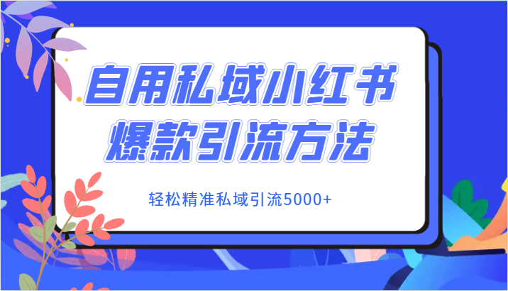 自用私域小红书爆款引流方法，轻松精准私域引流5000+-紫爵资源库