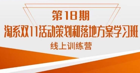 淘系双11活动策划和落地方案学习班线上训练营（第18期）-紫爵资源库