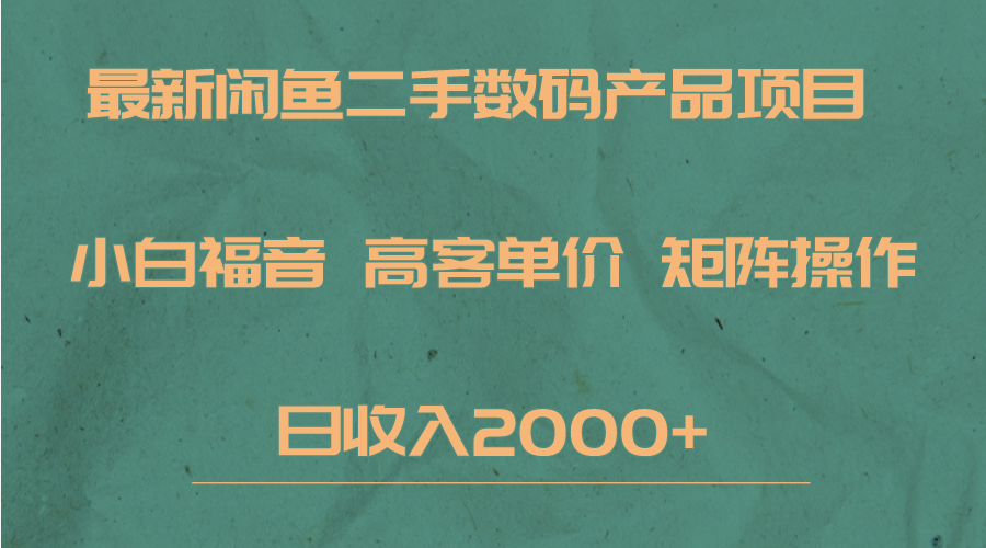 最新闲鱼二手数码赛道，小白福音，高客单价，矩阵操作，日收入2000+-紫爵资源库