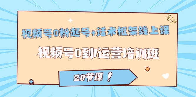 视频号·0粉起号+话术框架线上课：视频号0到1运营培训班（20节课）-紫爵资源库