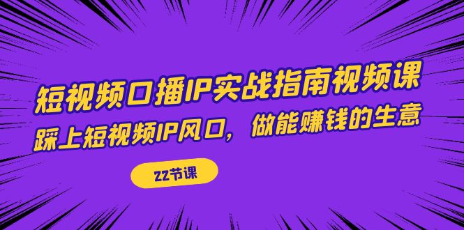 短视频口播IP实战指南视频课，踩上短视频IP风口，做能赚钱的生意（22节课）-紫爵资源库