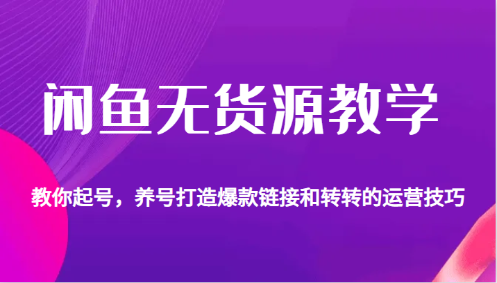 闲鱼无货源教学，教你起号，养号打造爆款链接以及转转的运营技巧-紫爵资源库