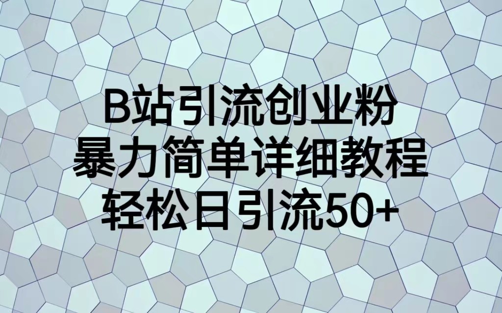 B站引流创业粉，暴力简单详细教程，轻松日引流50+-紫爵资源库