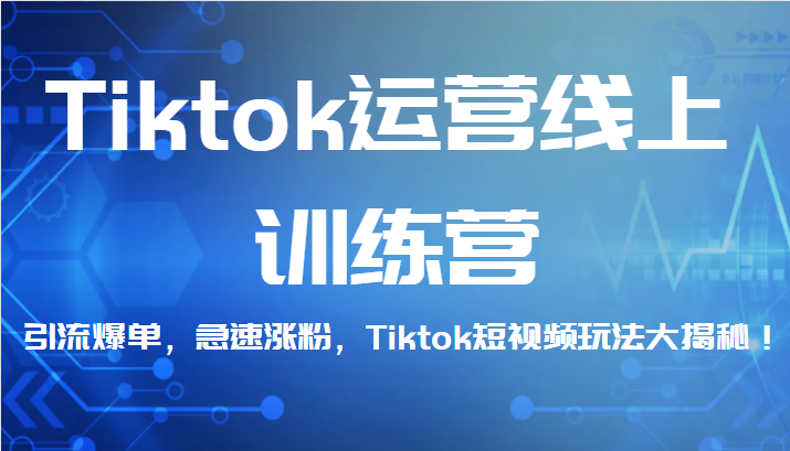 Tiktok运营线上训练营，引流爆单，急速涨粉，Tiktok短视频玩法大揭秘！-紫爵资源库