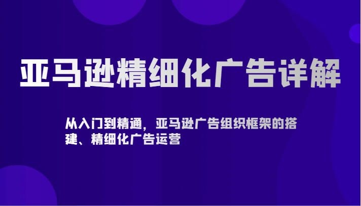 亚马逊精细化广告详解-从入门到精通，亚马逊广告组织框架的搭建、精细化广告运营-紫爵资源库