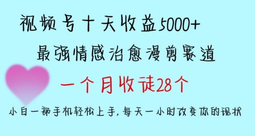 十天收益5000+，多平台捞金，视频号情感治愈漫剪，一个月收徒28个，小白一部手机轻松上手-紫爵资源库