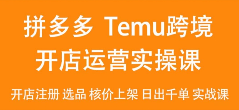 2024Temu最新玩法，Temu跨境开店运营实操课，开店注册/选品/核价上架/日出千单实战课-紫爵资源库