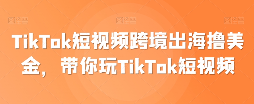 TikTok短视频跨境出海撸美金，带你玩TikTok短视频-紫爵资源库