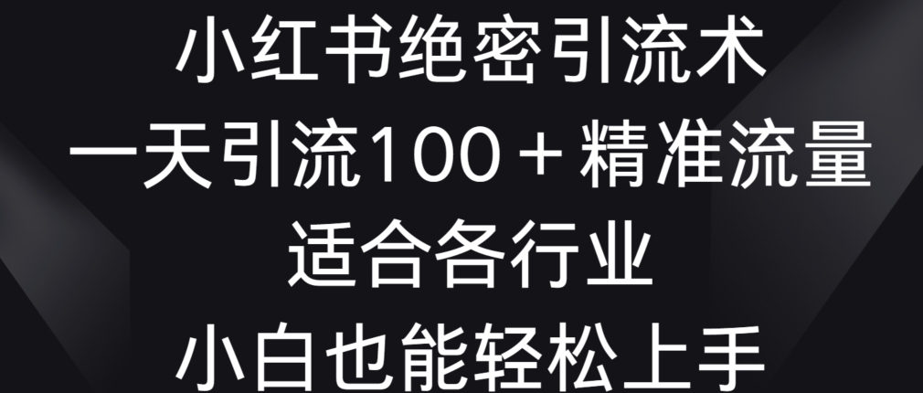 小红书绝密引流术，一天引流100+精准流量，适合各个行业，小白也能轻松上手-紫爵资源库