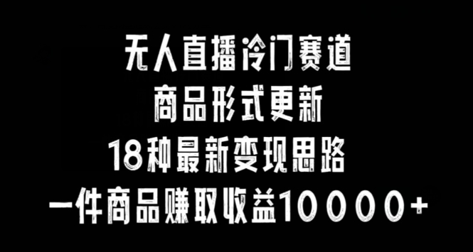 无人直播冷门赛道，商品形式更新，18种变现思路，一件商品赚取收益10000+-紫爵资源库