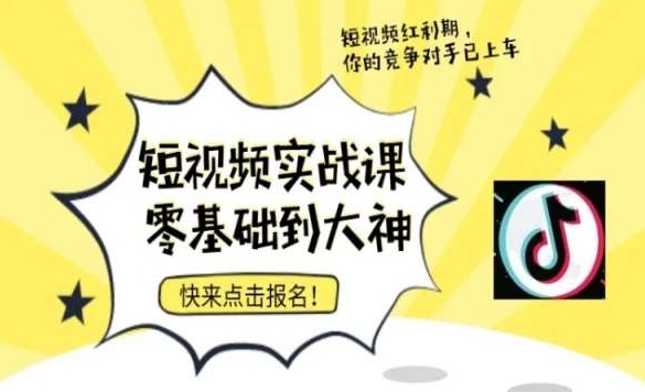 短视频零基础落地实操训练营，短视频实战课零基础到大神-紫爵资源库