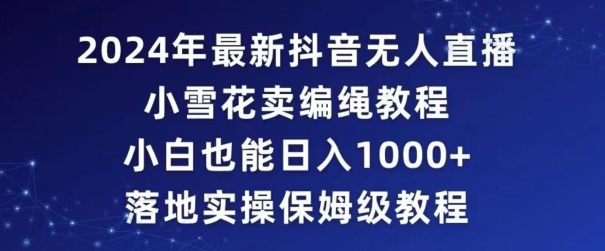 2024年抖音最新无人直播小雪花卖编绳项目，小白也能日入1000+落地实操保姆级教程-紫爵资源库