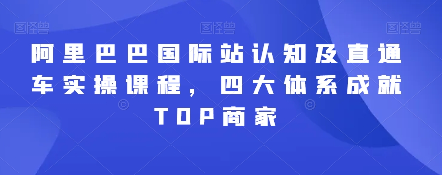 阿里巴巴国际站认知及直通车实操课程，四大体系成就TOP商家-紫爵资源库