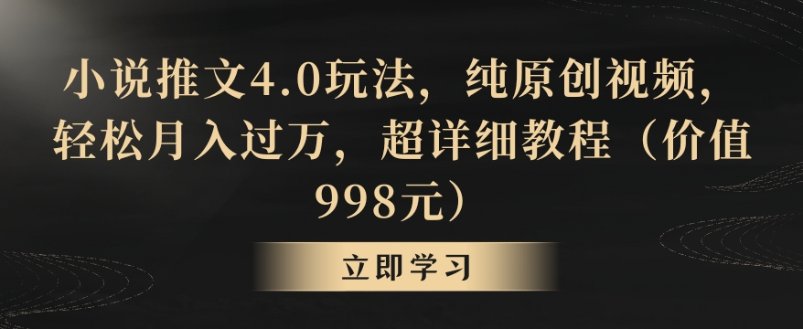 小说推文4.0玩法，纯原创视频，轻松月入过万，超详细教程（价值998元）-紫爵资源库