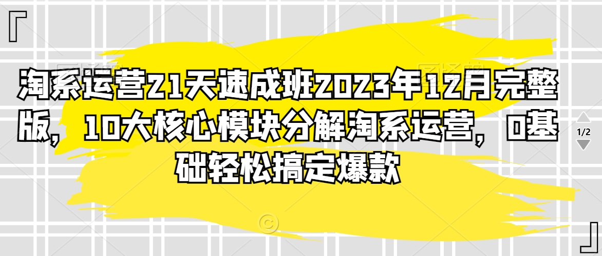 淘系运营21天速成班2023年12月完整版，10大核心模块分解淘系运营，0基础轻松搞定爆款-紫爵资源库