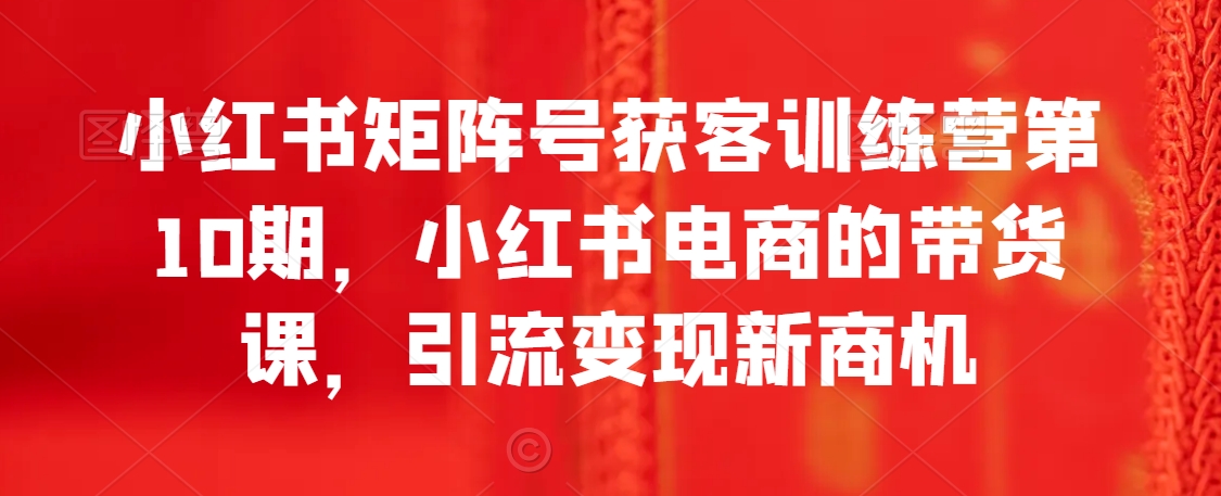 小红书矩阵号获客训练营第10期，小红书电商的带货课，引流变现新商机-紫爵资源库