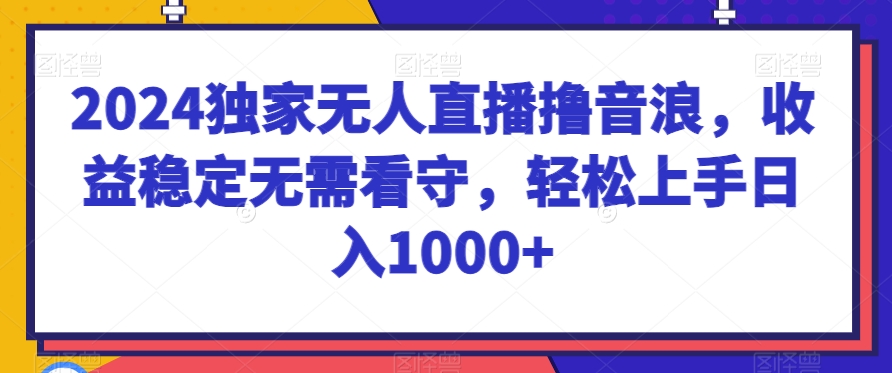 2024独家无人直播撸音浪，收益稳定无需看守，轻松上手日入1000+-紫爵资源库