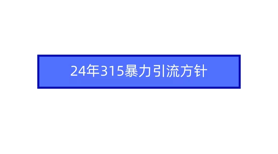 2024年315暴力引流方针-紫爵资源库