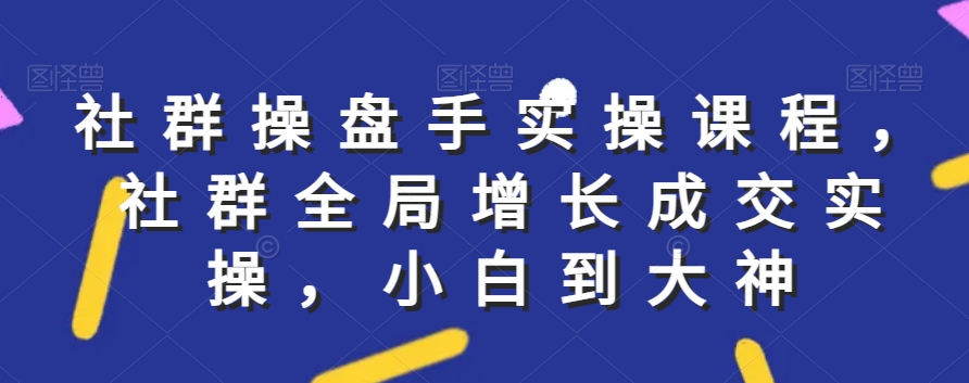 社群实操课程，社群全局增长成交实操，小白到大神-紫爵资源库