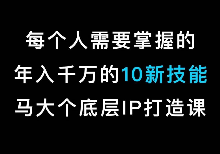 马大个的IP底层逻辑课，​每个人需要掌握的年入千万的10新技能，约会底层IP打造方法！-紫爵资源库