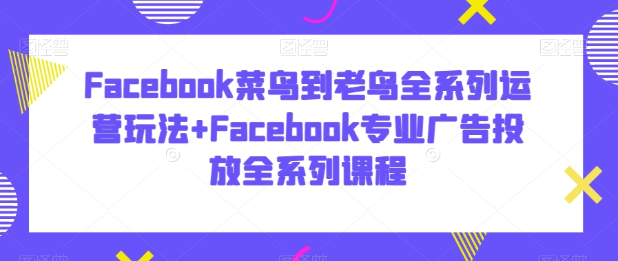 Facebook菜鸟到老鸟全系列运营玩法+Facebook专业广告投放全系列课程-紫爵资源库