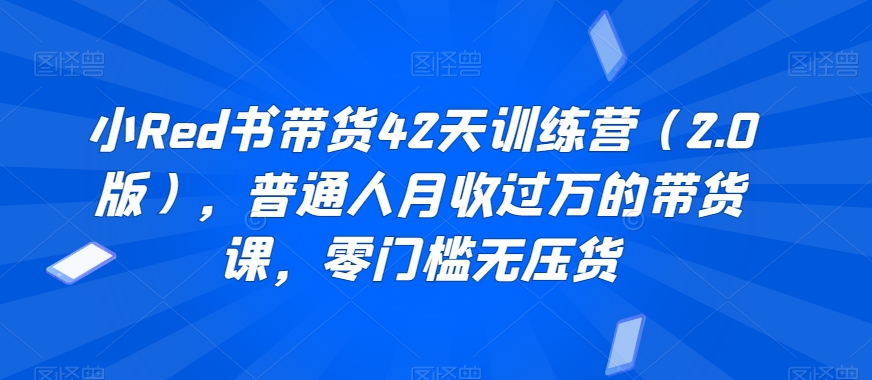 小Red书带货42天训练营（2.0版），普通人月收过万的带货课，零门槛无压货-紫爵资源库