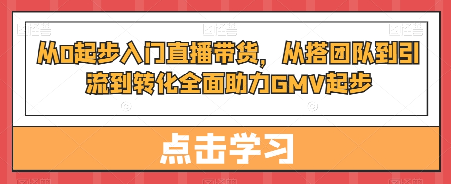 从0起步入门直播带货，​从搭团队到引流到转化全面助力GMV起步-紫爵资源库