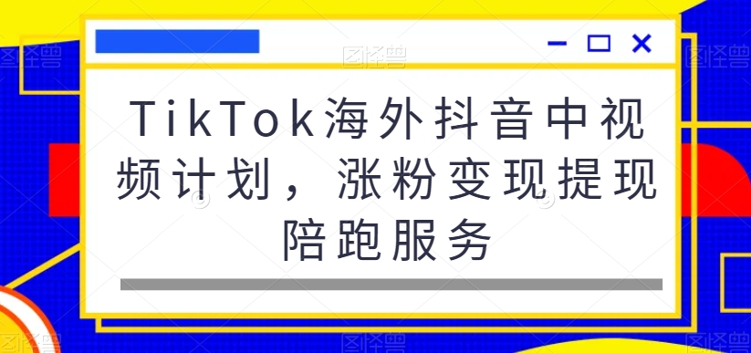 TikTok海外抖音中视频计划，涨粉变现提现陪跑服务-紫爵资源库