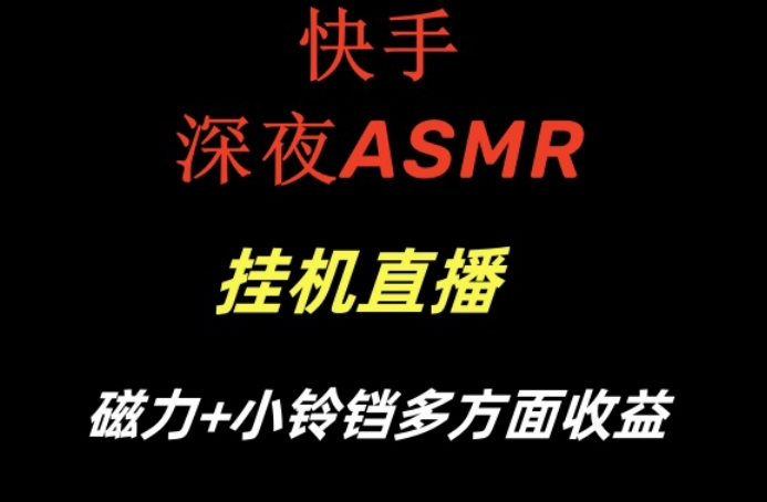 快手深夜性感ASMR挂机直播，磁力+小铃铛收益（附带工具和5G素材）-紫爵资源库