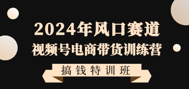 2024年风口赛道视频号电商带货训练营搞钱特训班，带领大家快速入局自媒体电商带货-紫爵资源库