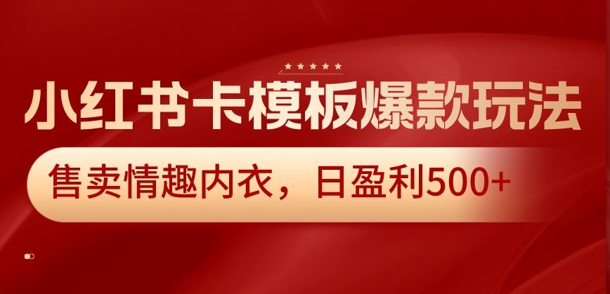 小红书卡模板爆款玩法，售卖情趣内衣，日盈利500+-紫爵资源库