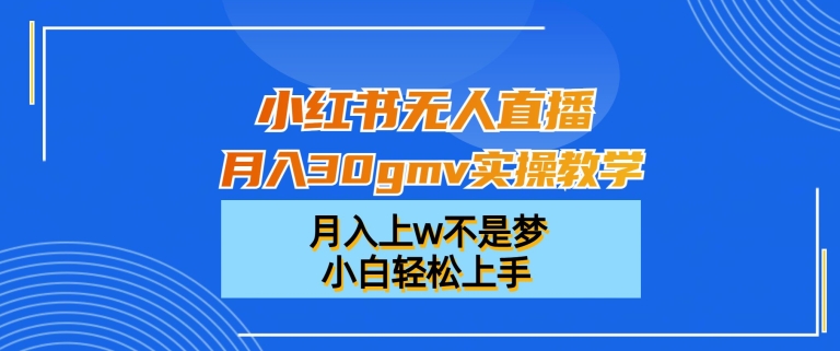 小红书无人直播月入30gmv实操教学，月入上w不是梦，小白轻松上手-紫爵资源库