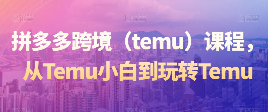 拼多多跨境（temu）课程，从Temu小白到玩转Temu-紫爵资源库