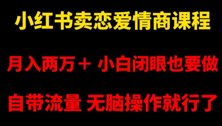 小红书卖恋爱情商课程，月入两万＋，小白闭眼也要做，自带流量，无脑操作就行了【揭秘】-紫爵资源库