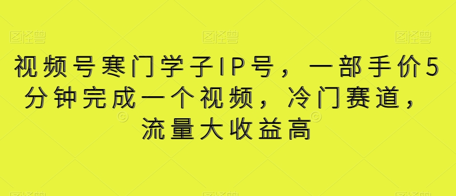 视频号寒门学子IP号，一部手价5分钟完成一个视频，冷门赛道，流量大收益高【揭秘】-紫爵资源库