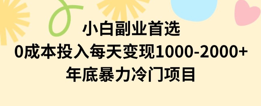 小白副业首选，0成本投入，每天变现1000-2000年底暴力冷门项目【揭秘】-紫爵资源库