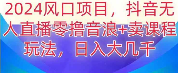 2024风口项目，抖音无人主播撸音浪+卖课程玩法，日入大几千【揭秘】-紫爵资源库