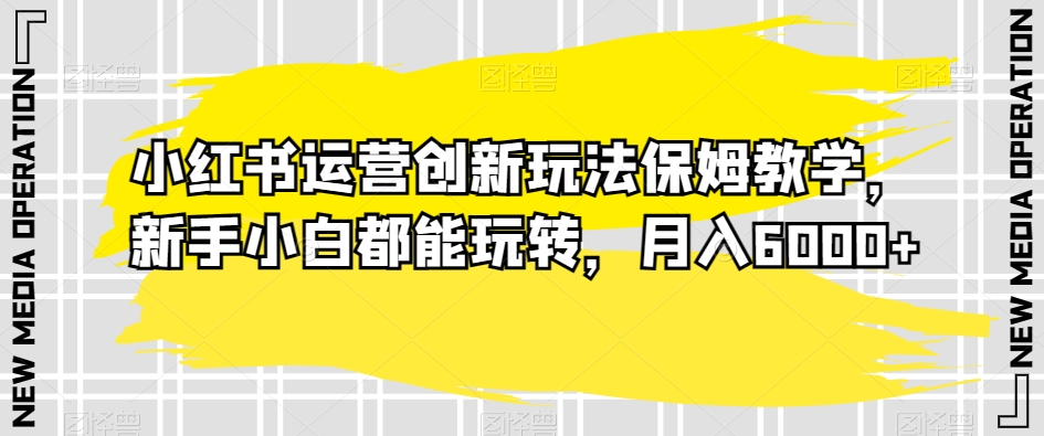 小红书运营创新玩法保姆教学，新手小白都能玩转，月入6000+【揭秘】-紫爵资源库