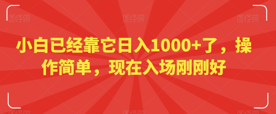 小白已经靠它日入1000+了，操作简单，现在入场刚刚好【揭秘】-紫爵资源库