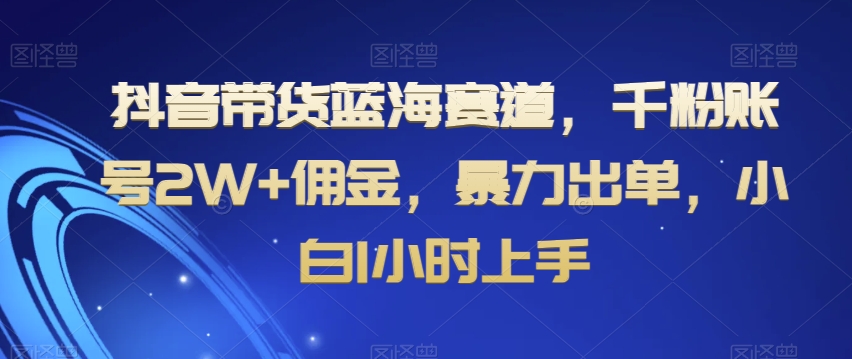 抖音带货蓝海赛道，千粉账号2W+佣金，暴力出单，小白1小时上手【揭秘】-紫爵资源库