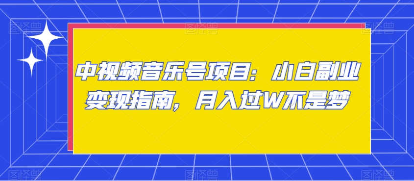 中视频音乐号项目：小白副业变现指南，月入过W不是梦【揭秘】-紫爵资源库