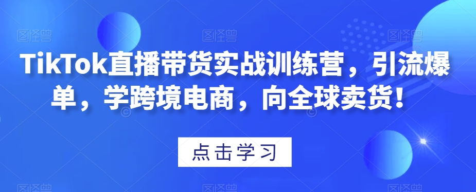 TikTok直播带货实战训练营，引流爆单，学跨境电商，向全球卖货！-紫爵资源库