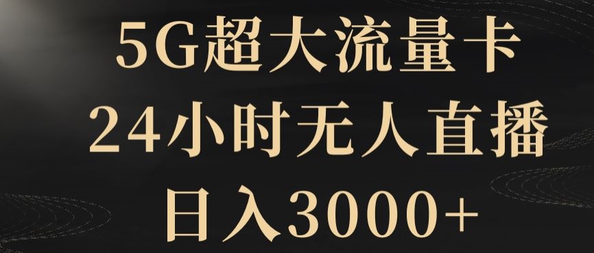 5G超大流量卡，24小时无人直播，日入3000+【揭秘】-紫爵资源库