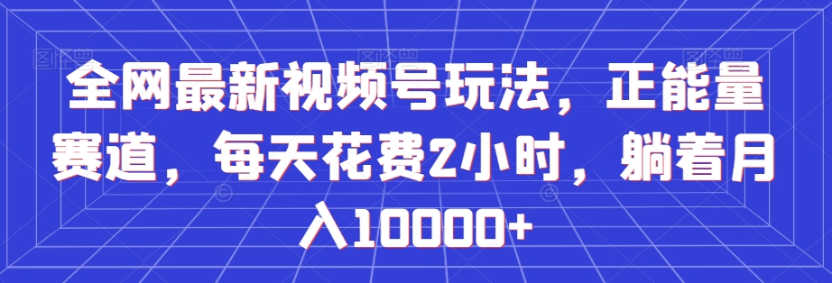 全网最新视频号玩法，正能量赛道，每天花费2小时，躺着月入10000+【揭秘】-紫爵资源库