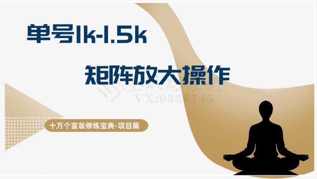 十万个富翁修炼宝典15.单号1k-1.5k，矩阵放大操作-紫爵资源库