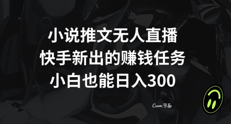 小说推文无人直播，快手新出的赚钱任务，小白也能日入300+【揭秘】-紫爵资源库