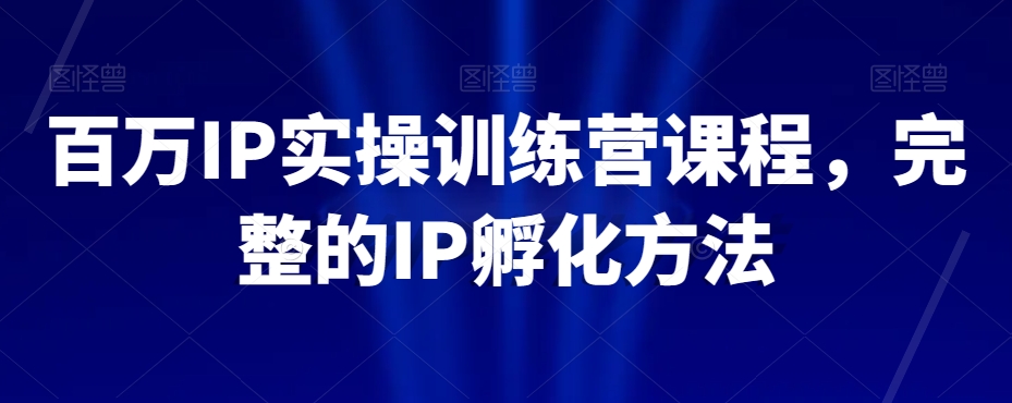 百万IP实操训练营课程，完整的IP孵化方法-紫爵资源库